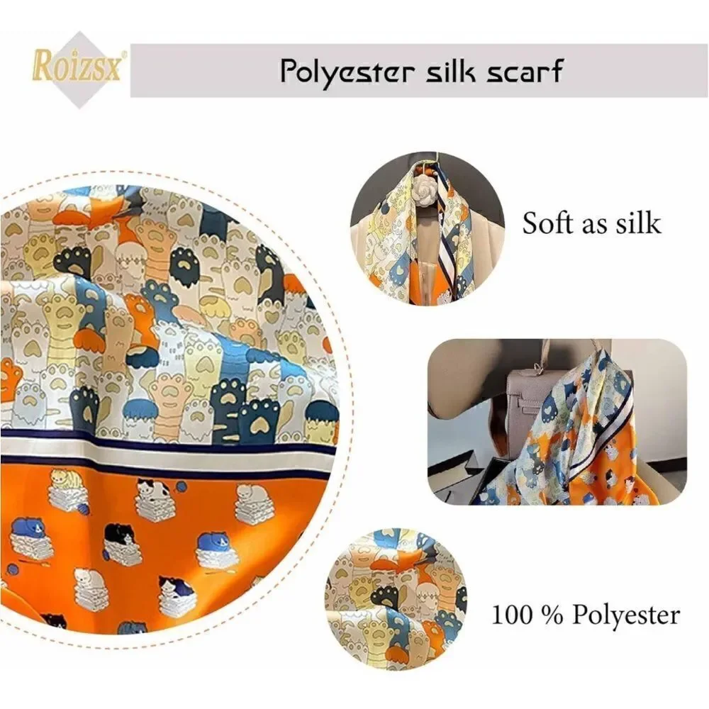Cat Print Silky Scarf